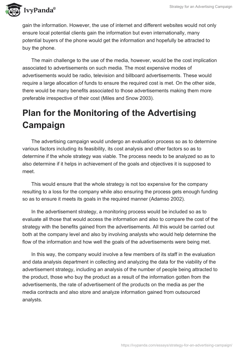 Strategy for an Advertising Campaign. Page 5