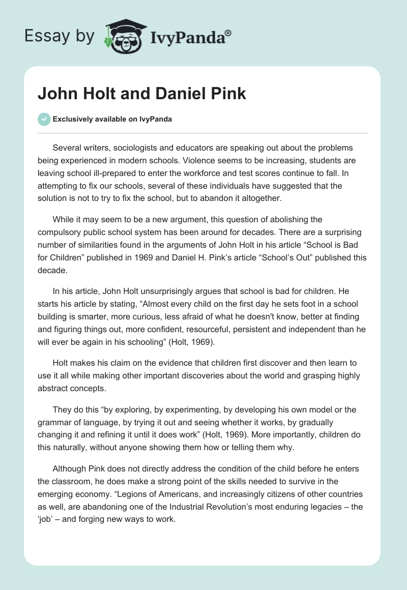 John Holt and Daniel Pink. Page 1