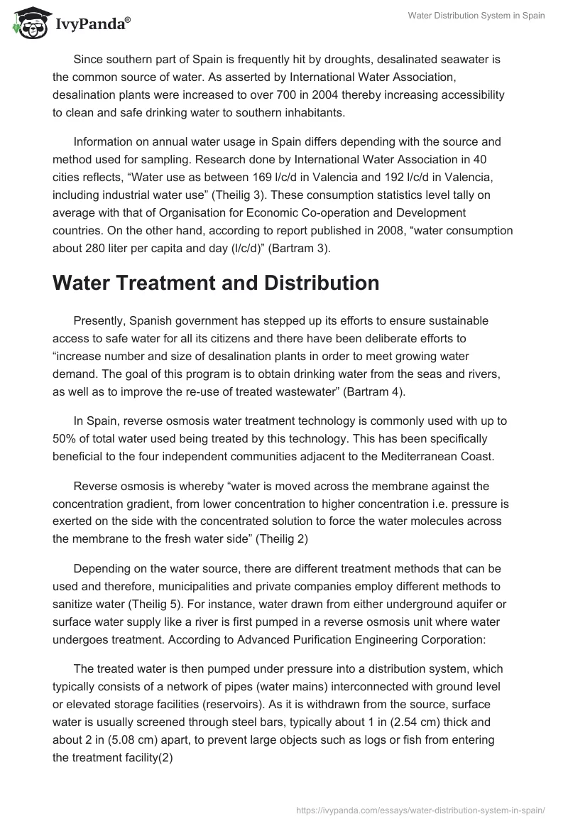 Water Distribution System in Spain. Page 2