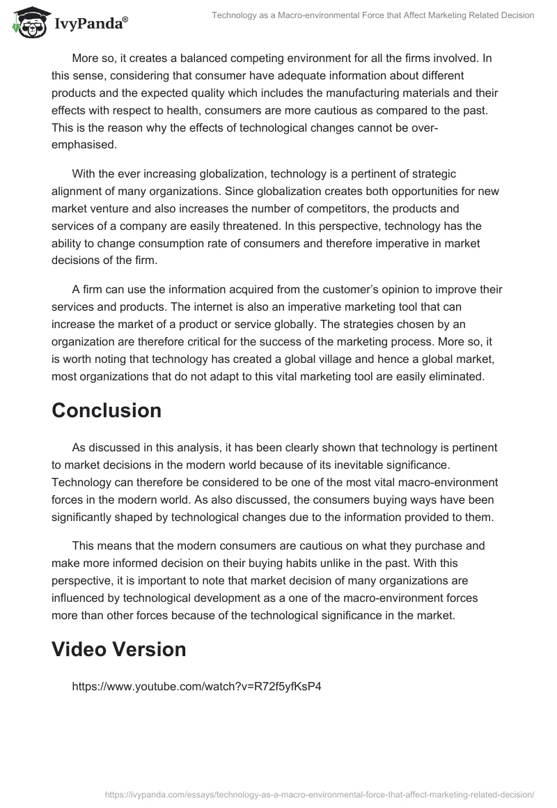 Technology as a Macro-environmental Force that Affect Marketing Related Decision. Page 2