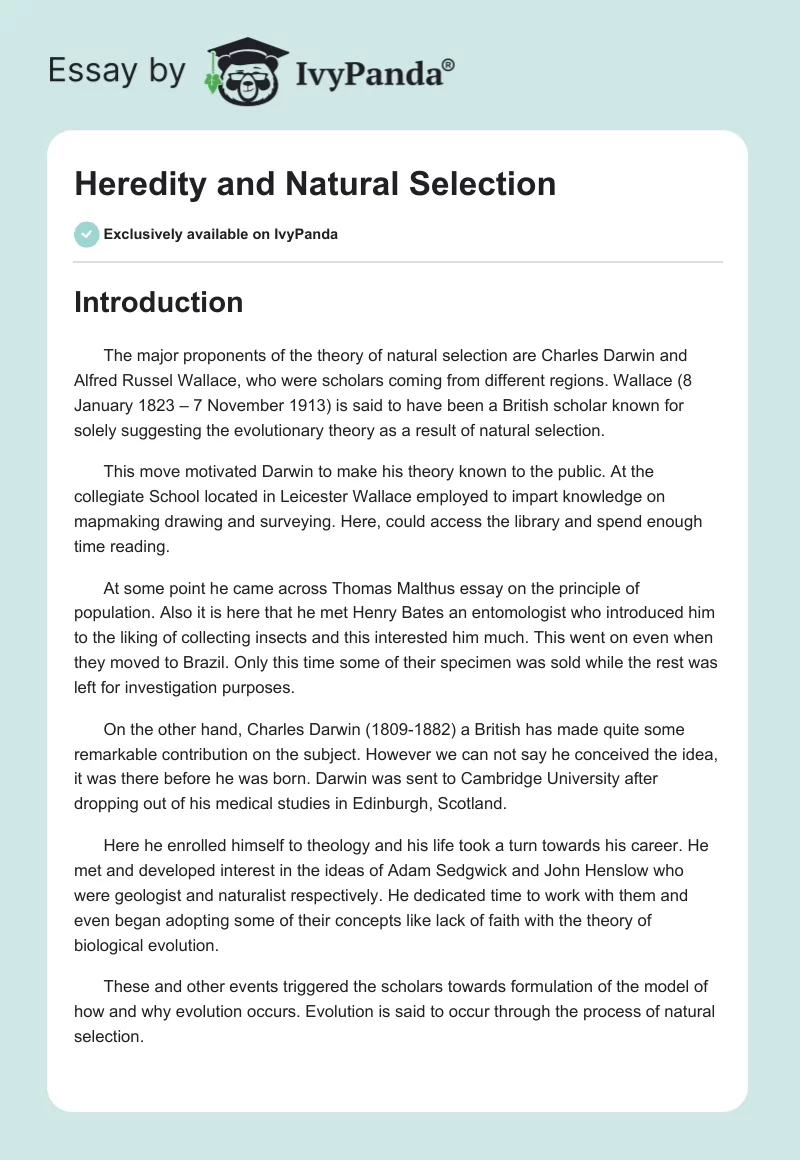 Heredity and Natural Selection. Page 1