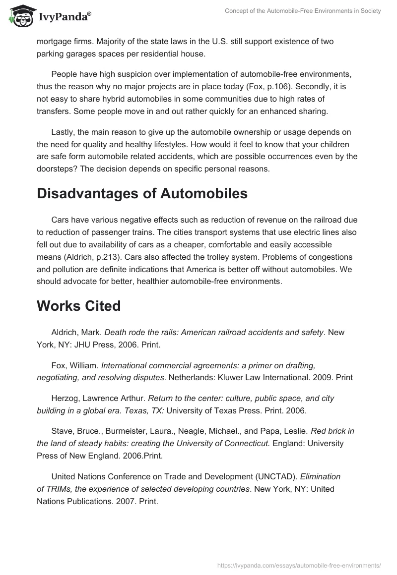 Concept of the Automobile-Free Environments in Society. Page 5