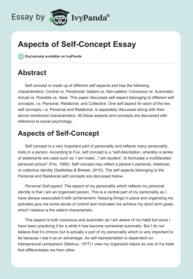 importance of self concept essay