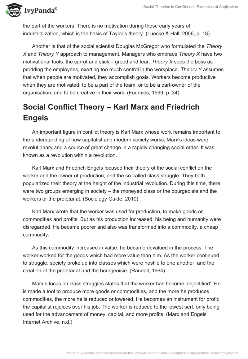 Social Theories in Conflict and Examples of Application. Page 5