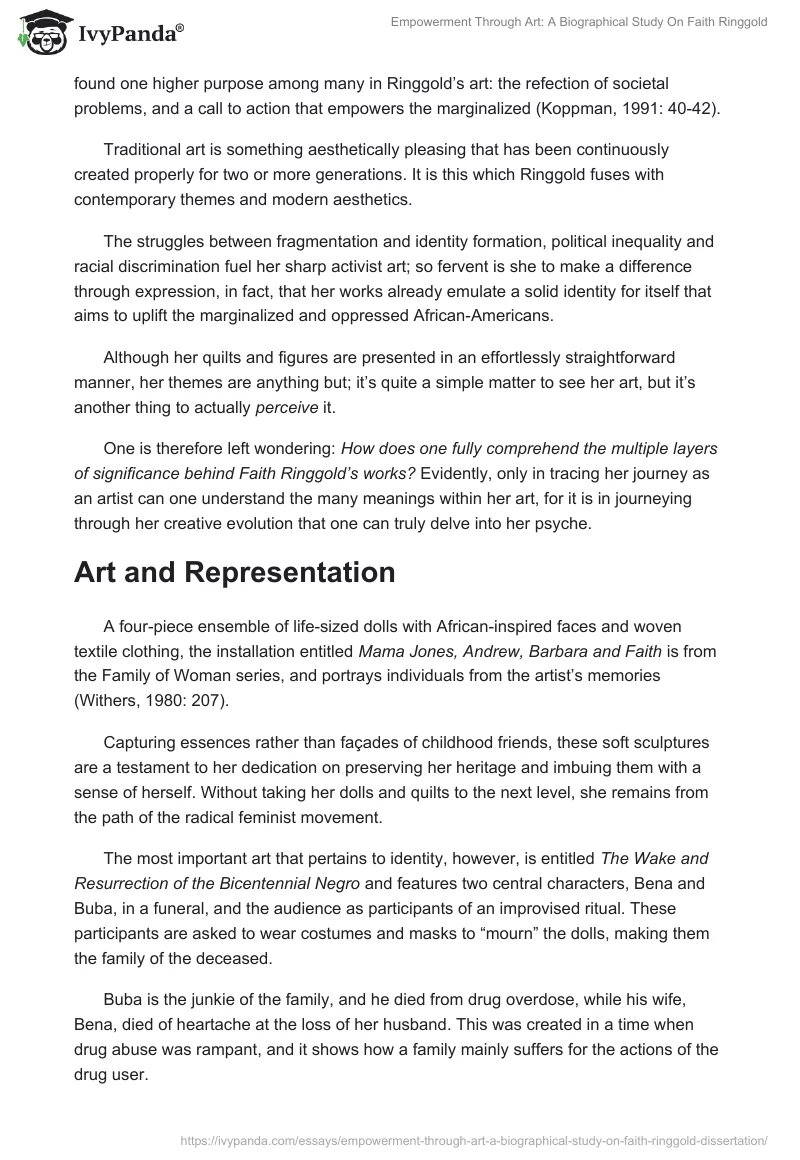 Empowerment Through Art: A Biographical Study on Faith Ringgold. Page 4