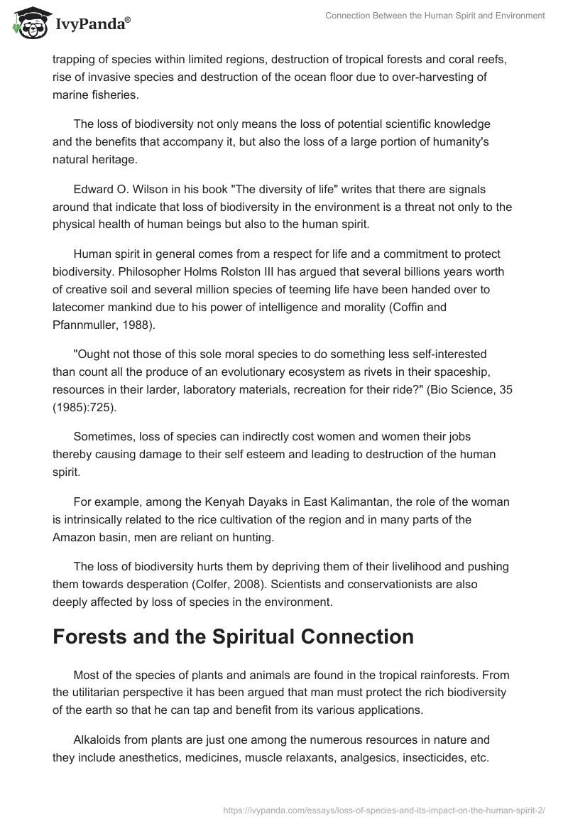 Connection Between the Human Spirit and Environment. Page 4