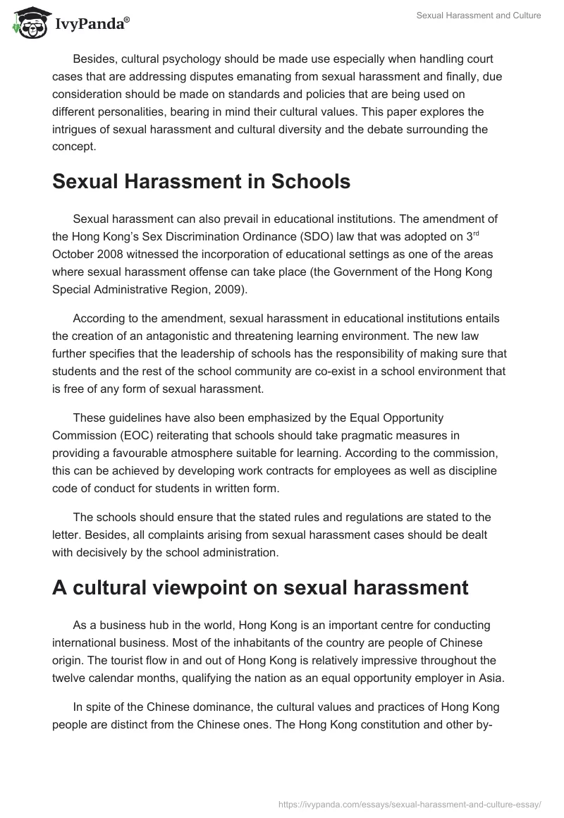 Sexual Harassment and Culture. Page 2