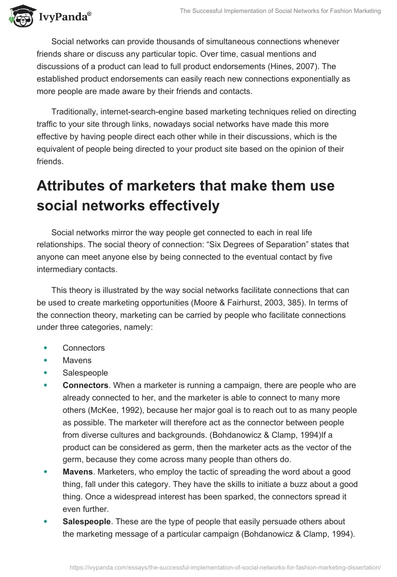 The Successful Implementation of Social Networks for Fashion Marketing. Page 4
