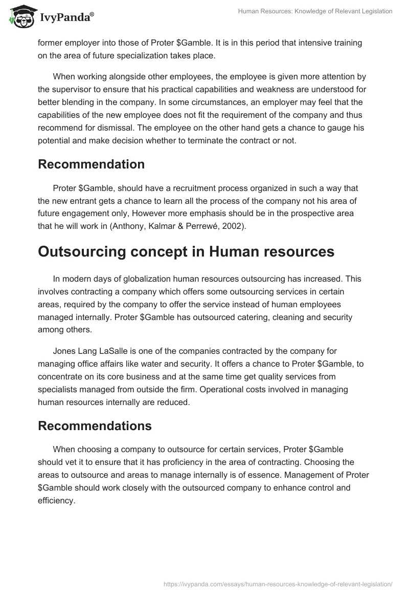Human Resources: Knowledge of Relevant Legislation. Page 2