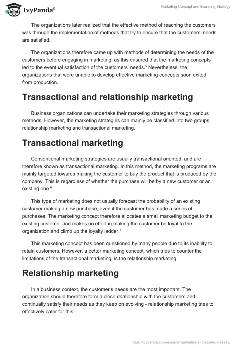 Marketing Concept and Branding Strategy. Page 2