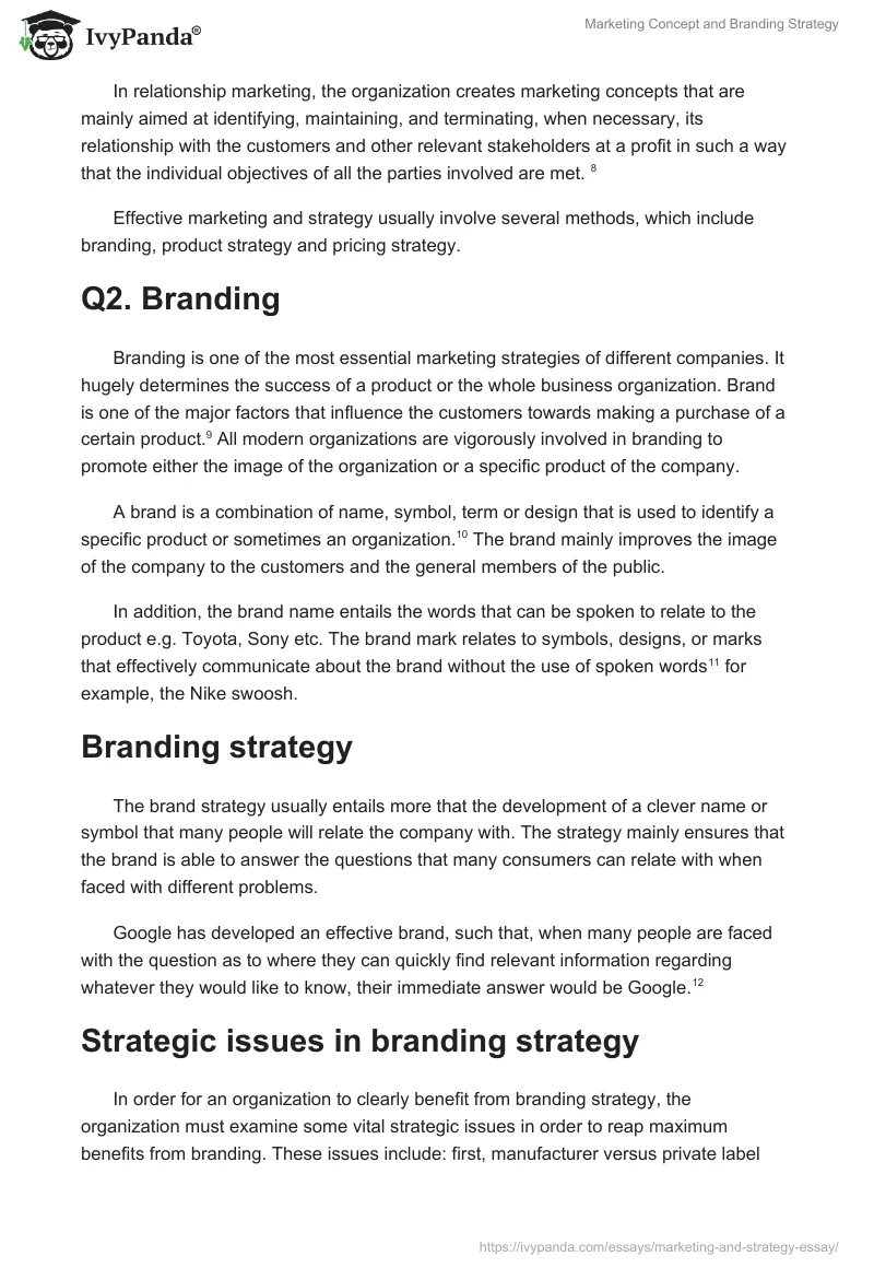 Marketing Concept and Branding Strategy. Page 3