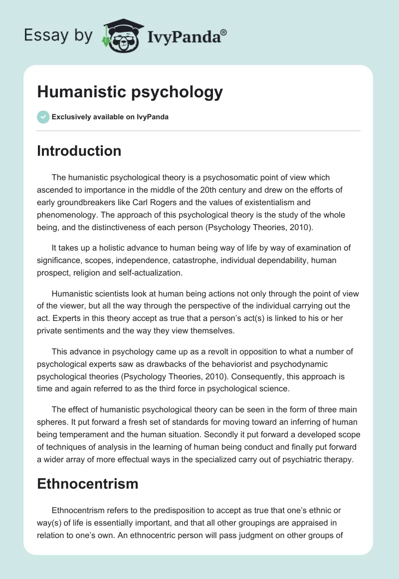 Humanistic psychology. Page 1