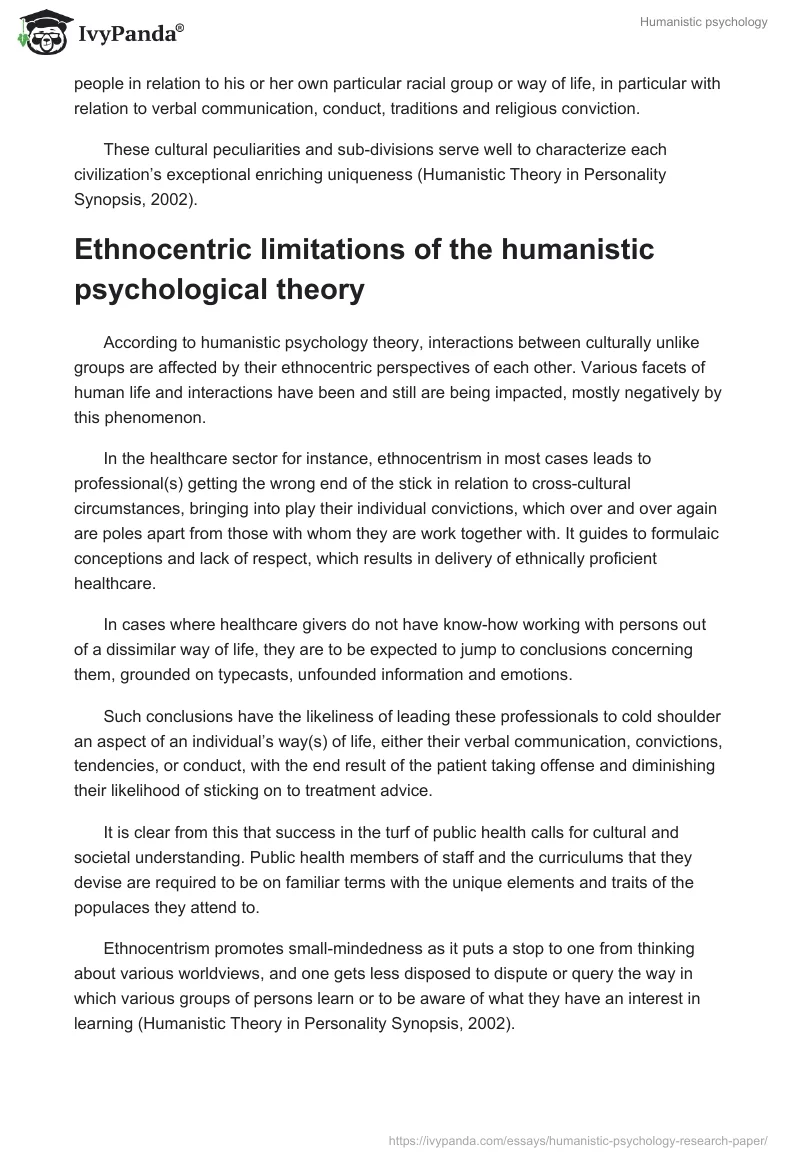 research paper on humanistic psychology