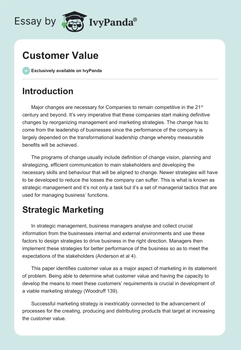 Customer Value. Page 1