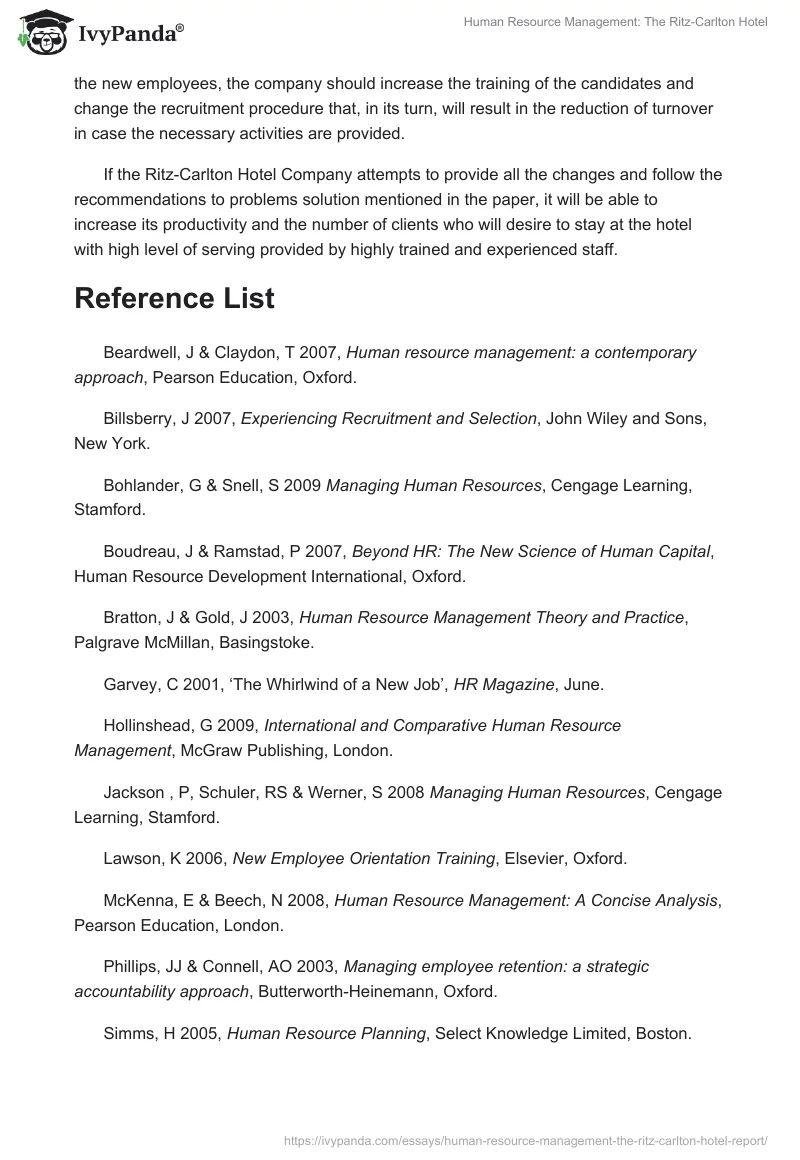 Human Resource Management: The Ritz-Carlton Hotel. Page 5