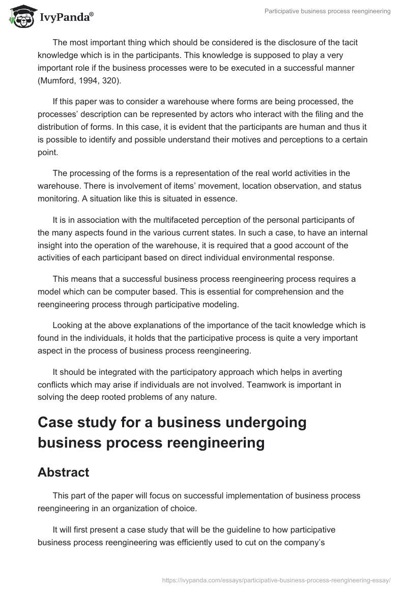 Participative business process reengineering. Page 5