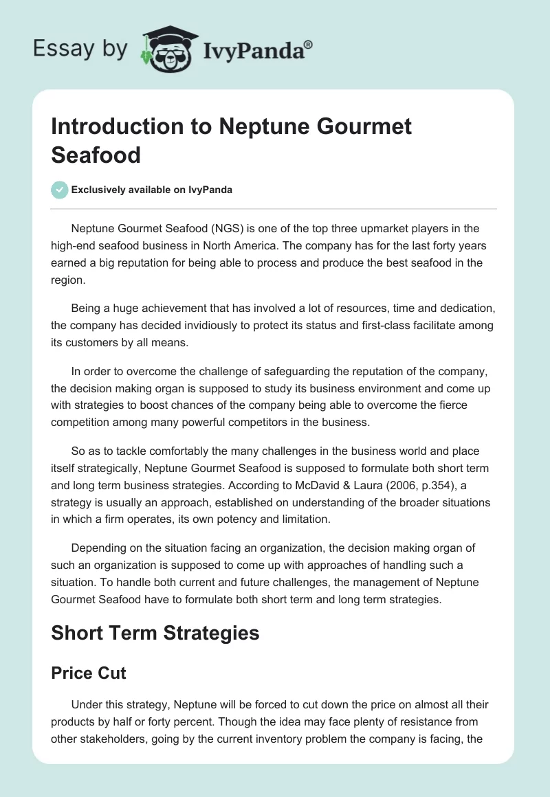 Introduction to Neptune Gourmet Seafood. Page 1