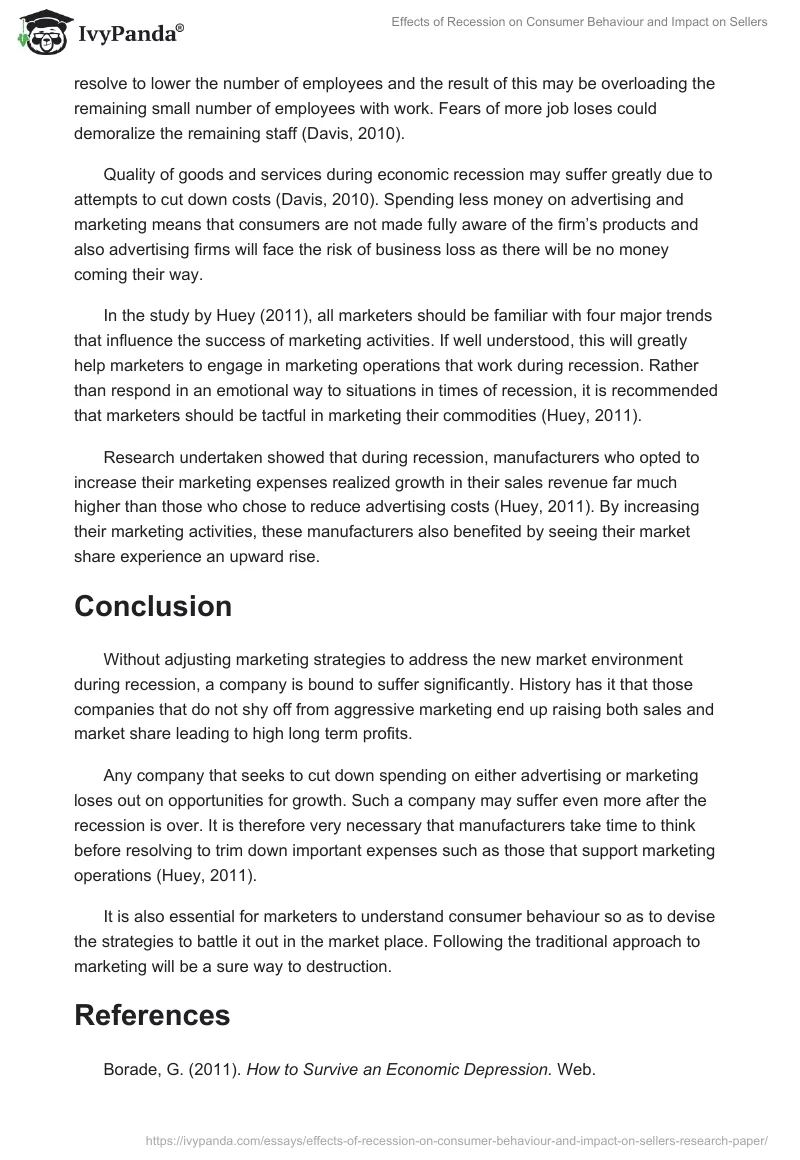 Effects of Recession on Consumer Behaviour and Impact on Sellers. Page 4