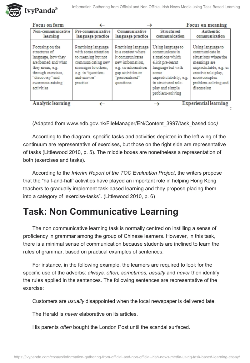 Information Gathering from Official and Non Official Irish News Media using Task Based Learning. Page 5