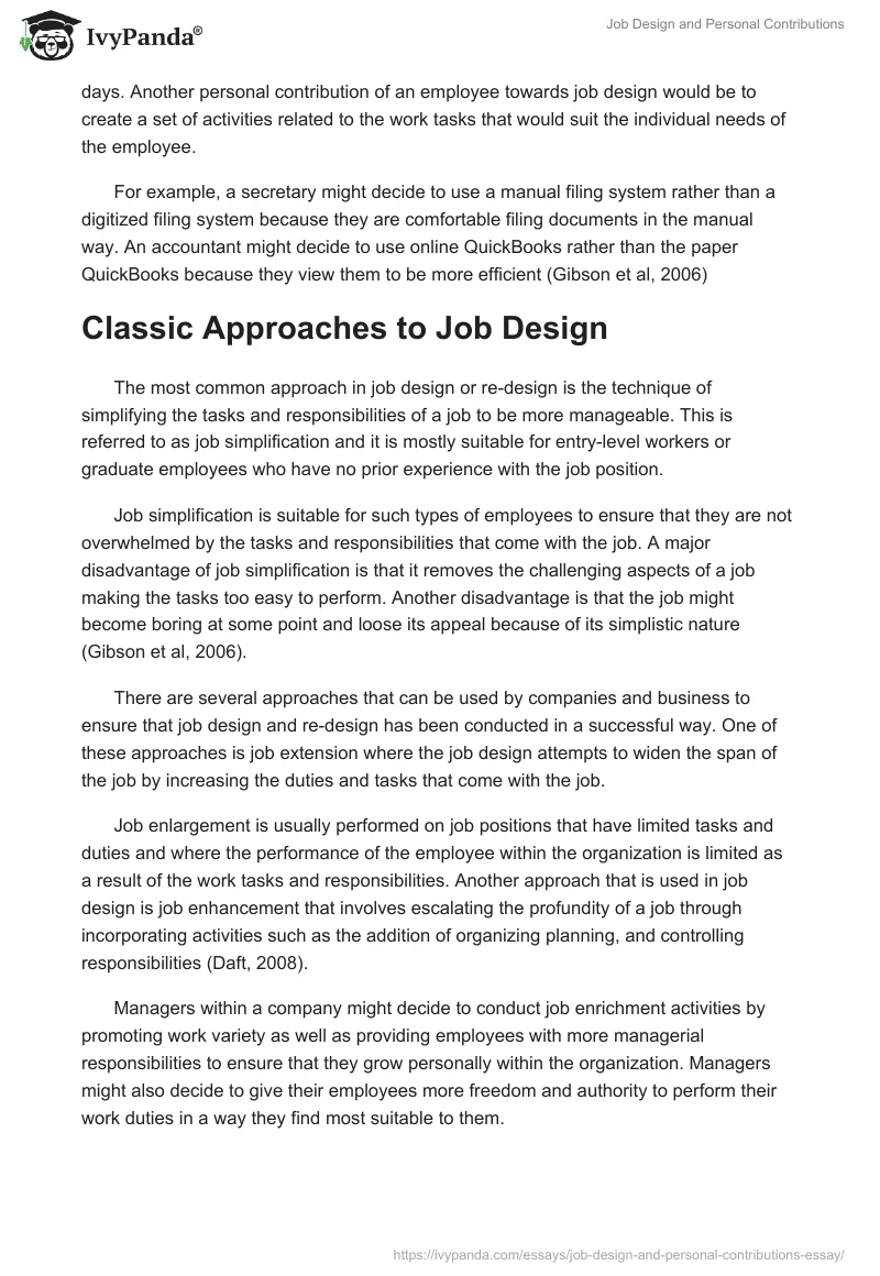 Job Design and Personal Contributions. Page 2