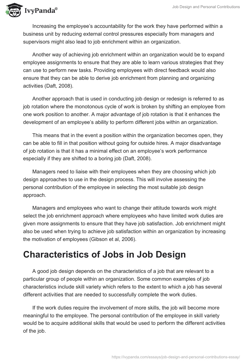 Job Design and Personal Contributions. Page 3