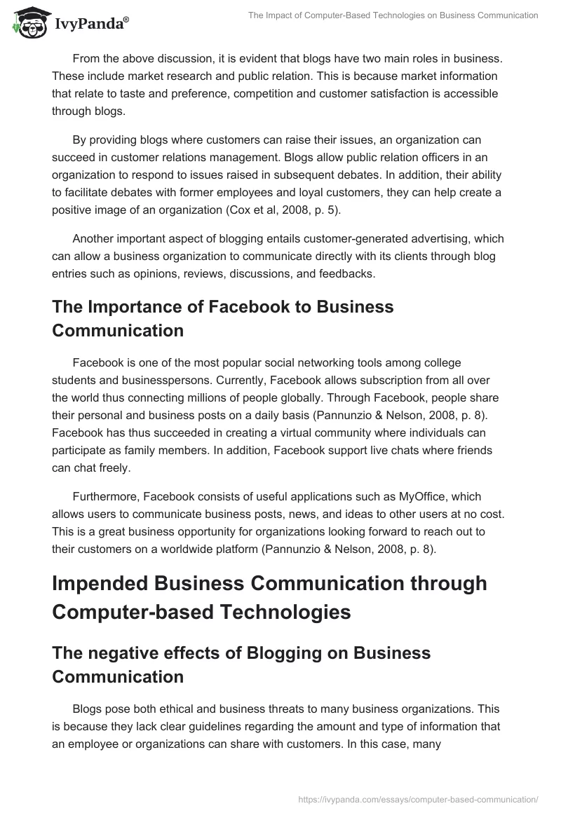 The Impact of Computer-Based Technologies on Business Communication. Page 3