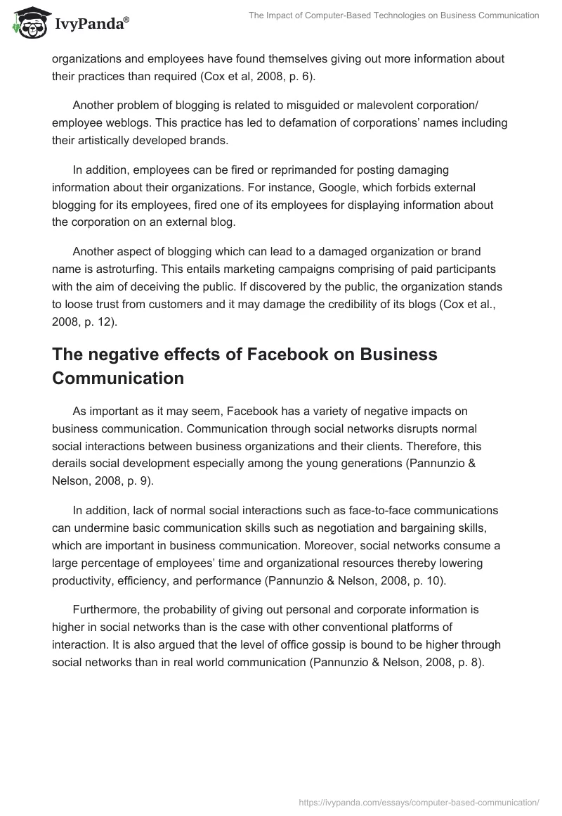 The Impact of Computer-Based Technologies on Business Communication. Page 4