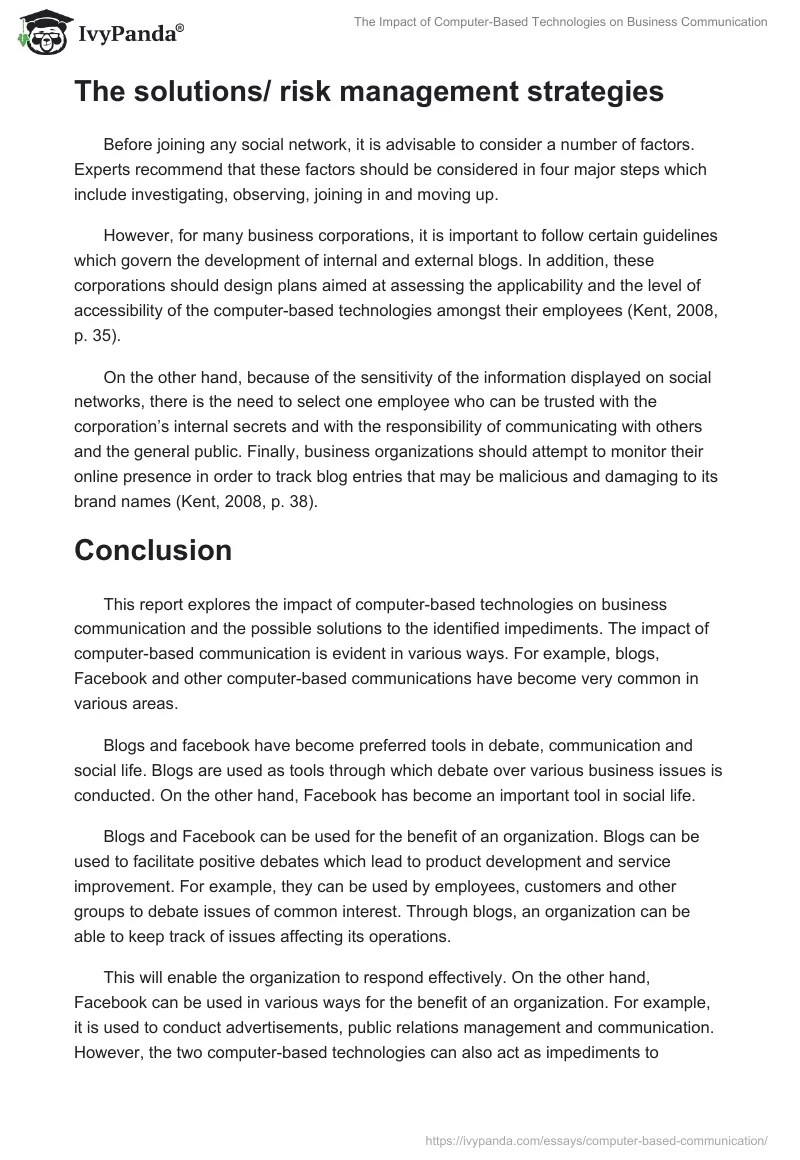 The Impact of Computer-Based Technologies on Business Communication. Page 5