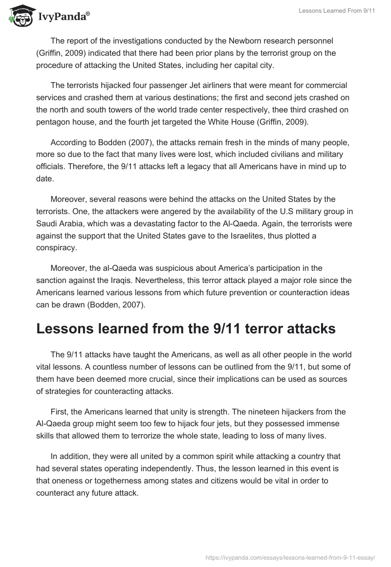 Lessons Learned From 9/11. Page 2