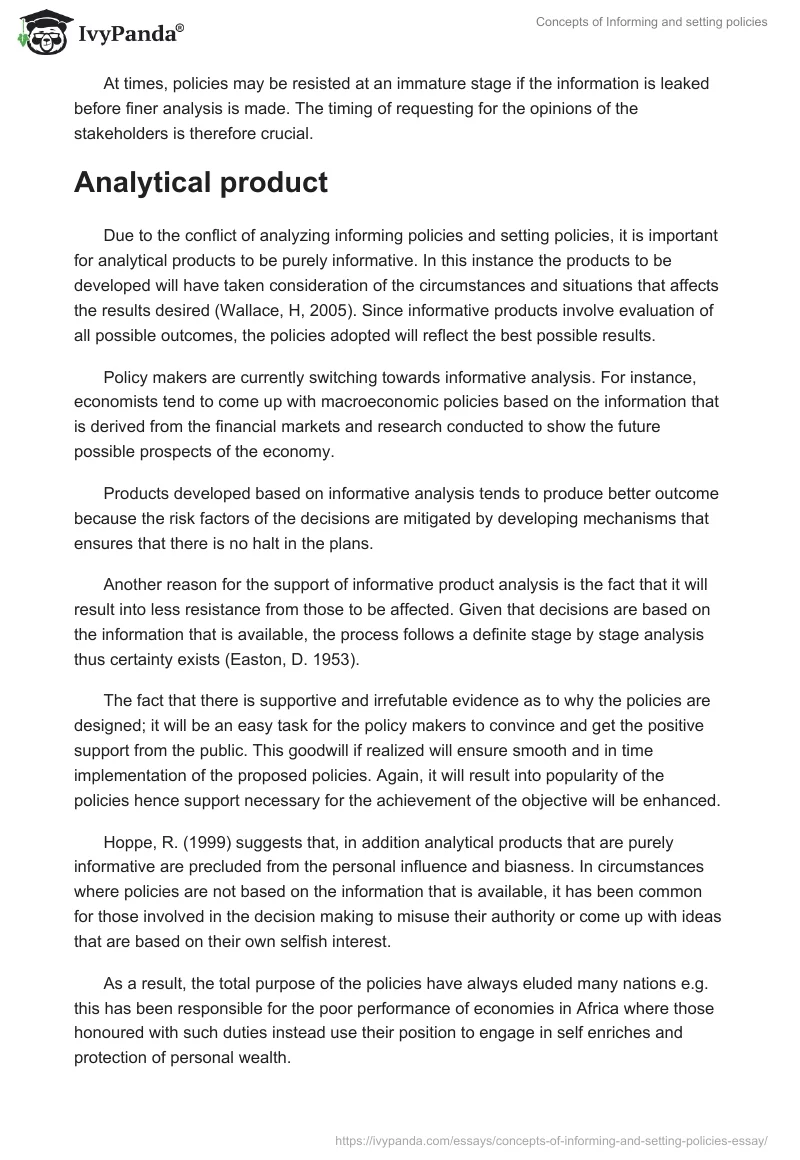 Concepts of Informing and setting policies. Page 2