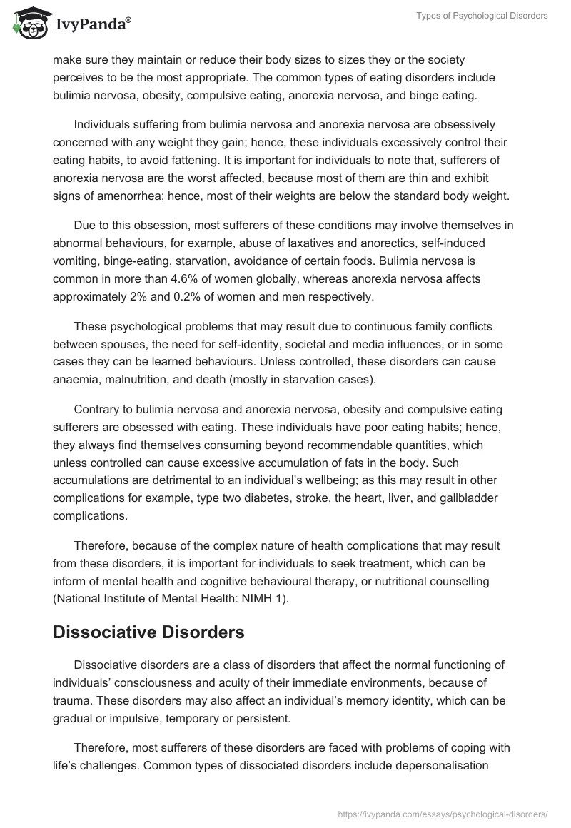 Types of Psychological Disorders. Page 2