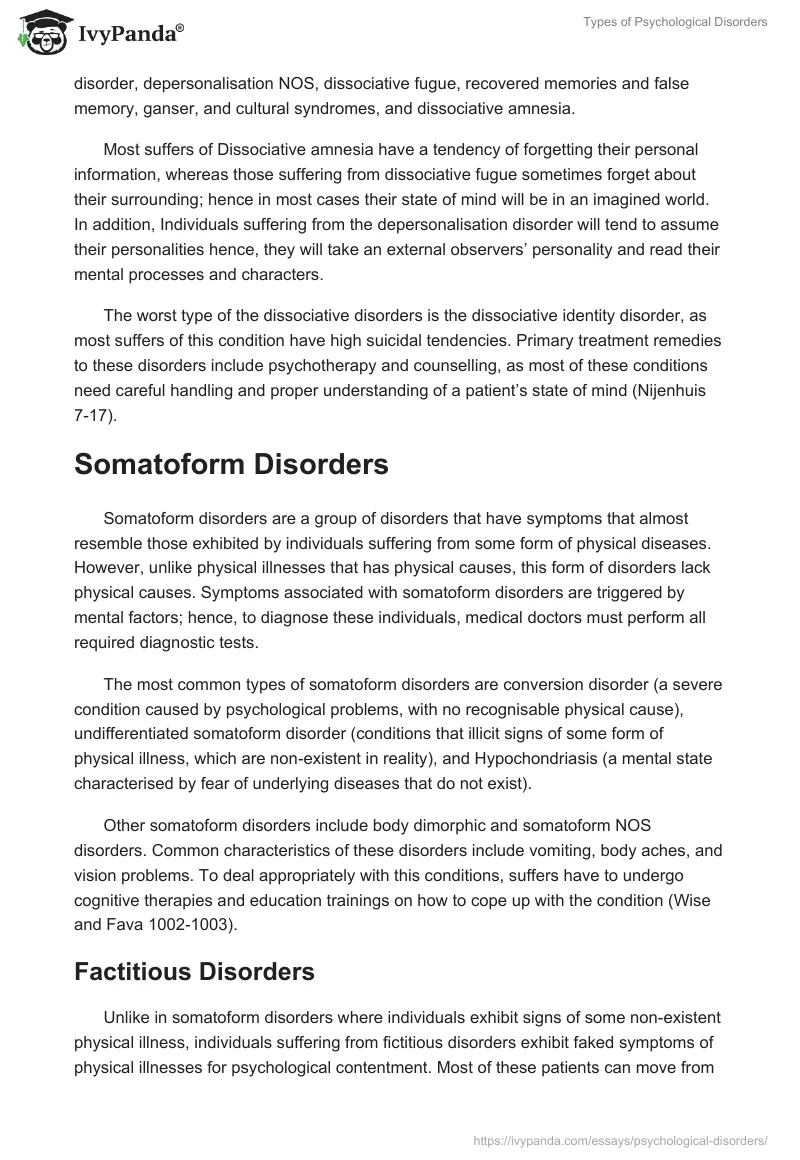 Types of Psychological Disorders. Page 3