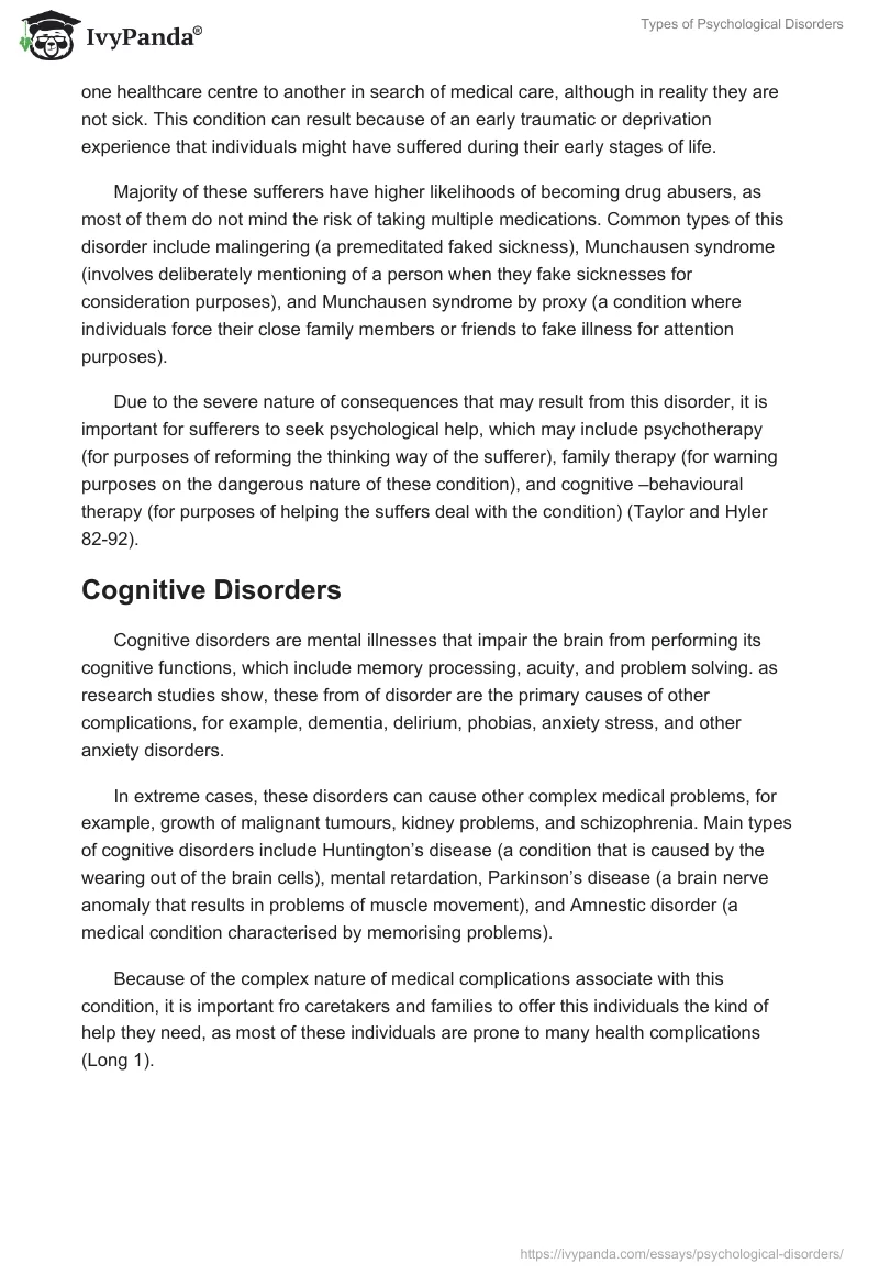 Types of Psychological Disorders. Page 4