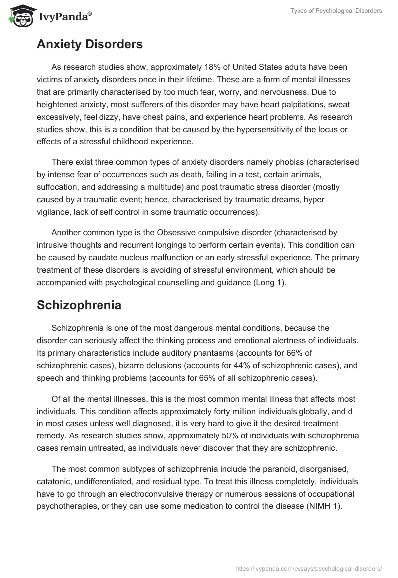 Types of Psychological Disorders. Page 5