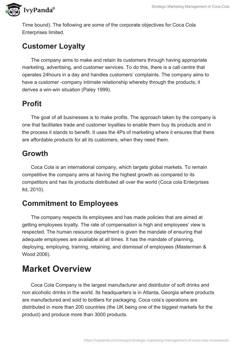 Strategic Marketing Management of Coca-Cola. Page 2