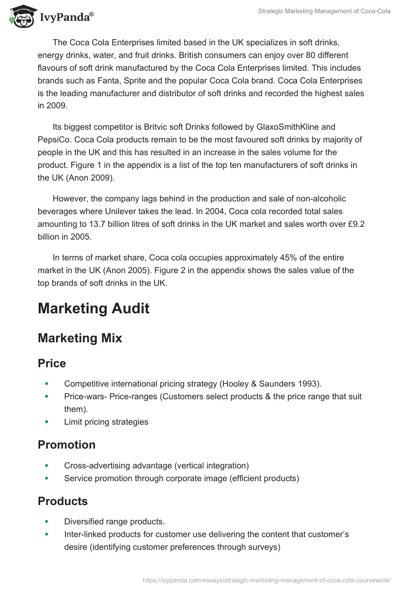 Strategic Marketing Management of Coca-Cola. Page 3