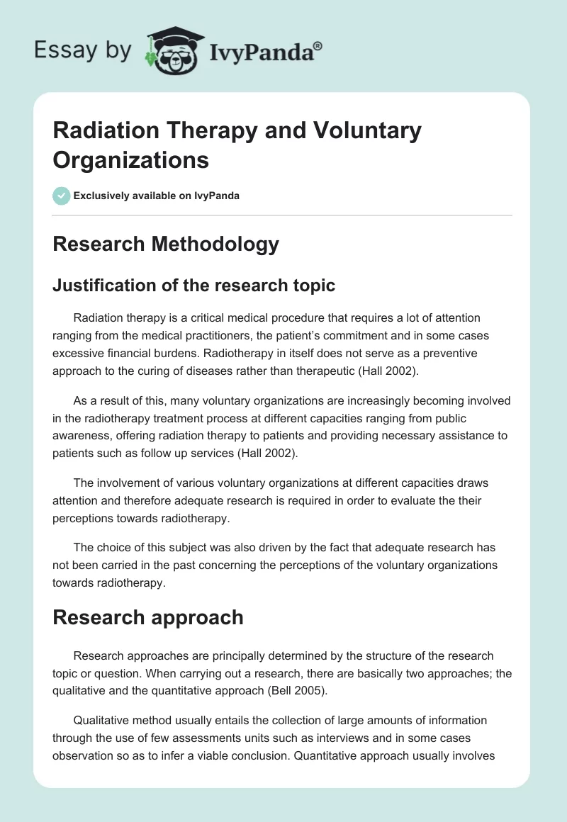 Radiation Therapy and Voluntary Organizations. Page 1
