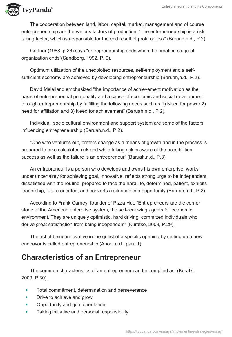 Entrepreneurship and its Components. Page 2
