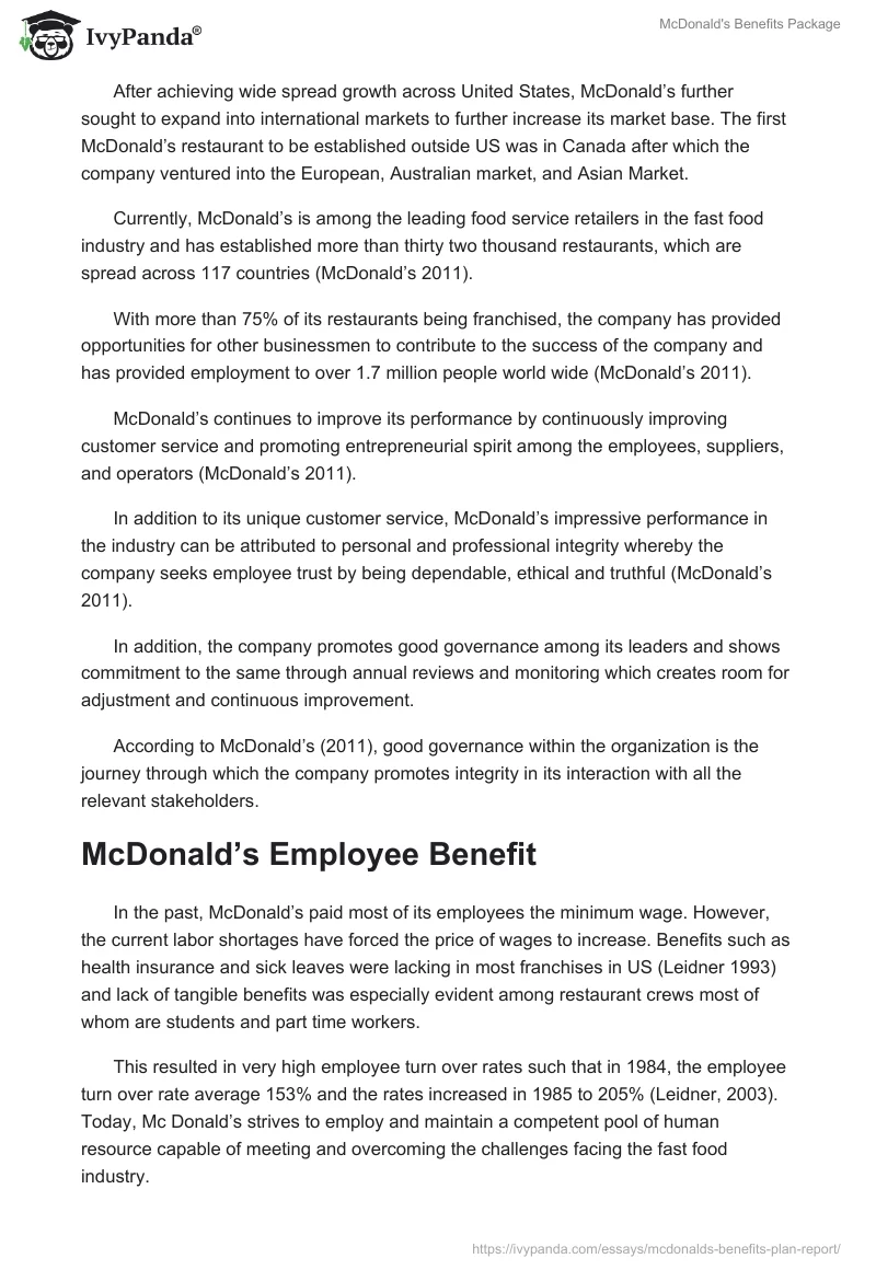 McDonald's Benefits Package. Page 3