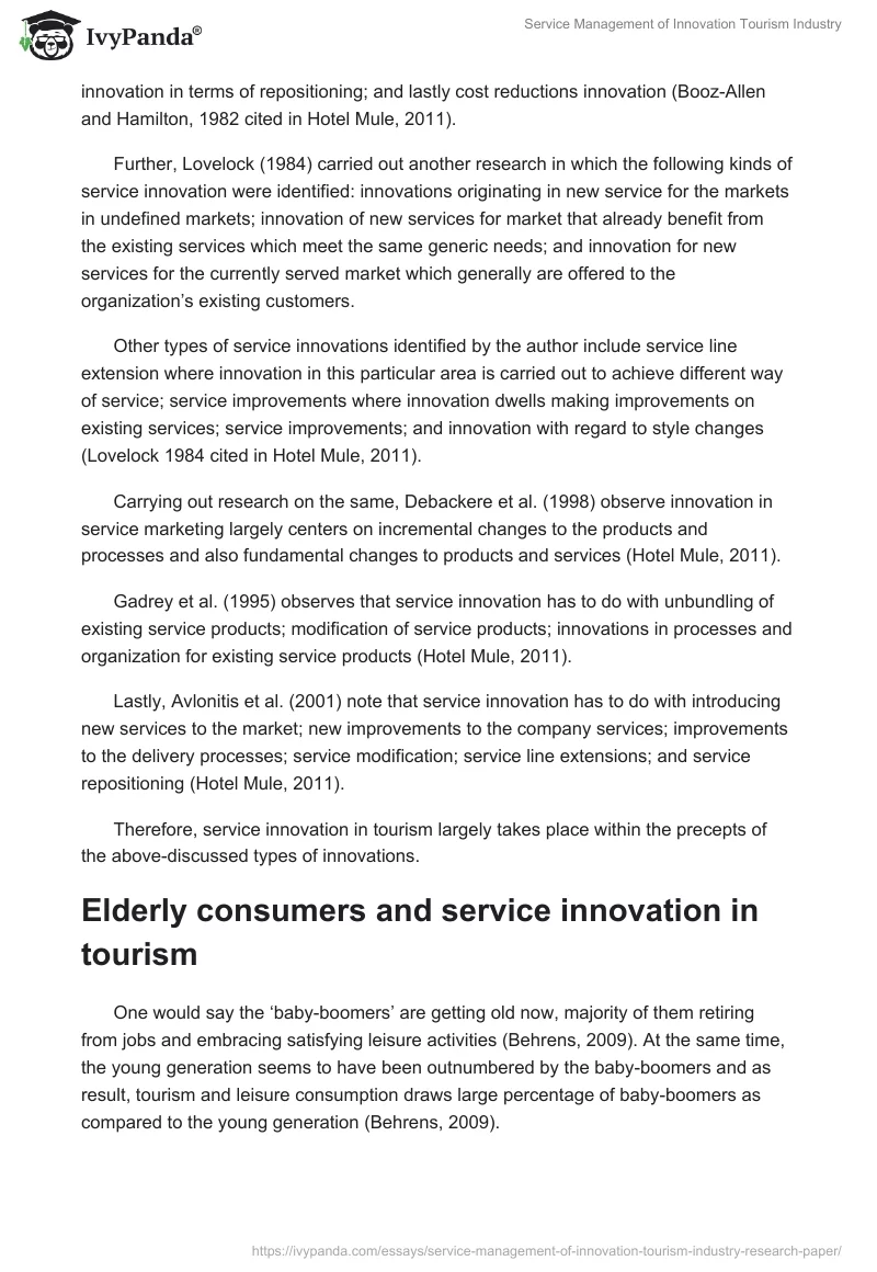 Service Management of Innovation Tourism Industry. Page 5