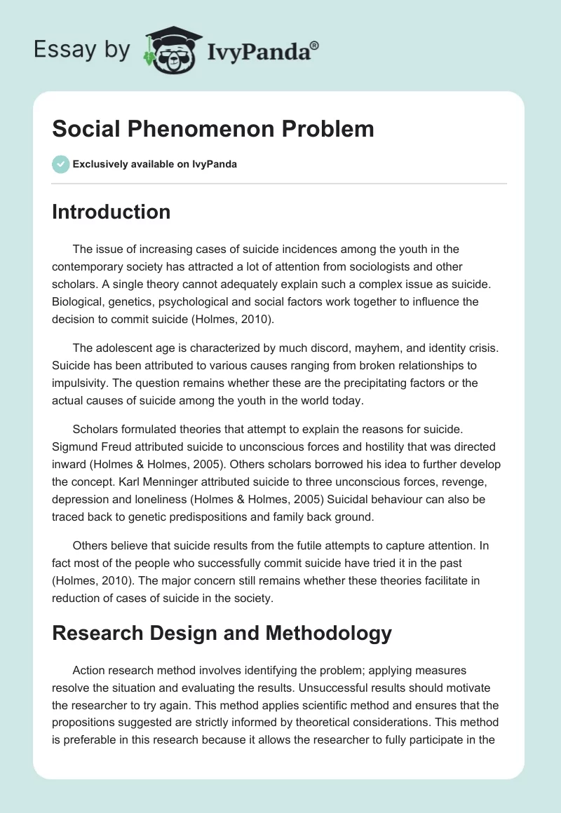 Social Phenomenon Problem. Page 1