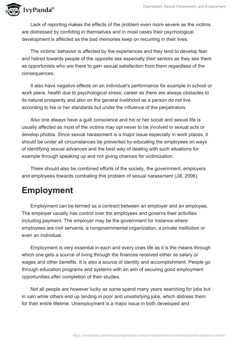 Oppression, Sexual Harassment, and Employment. Page 4