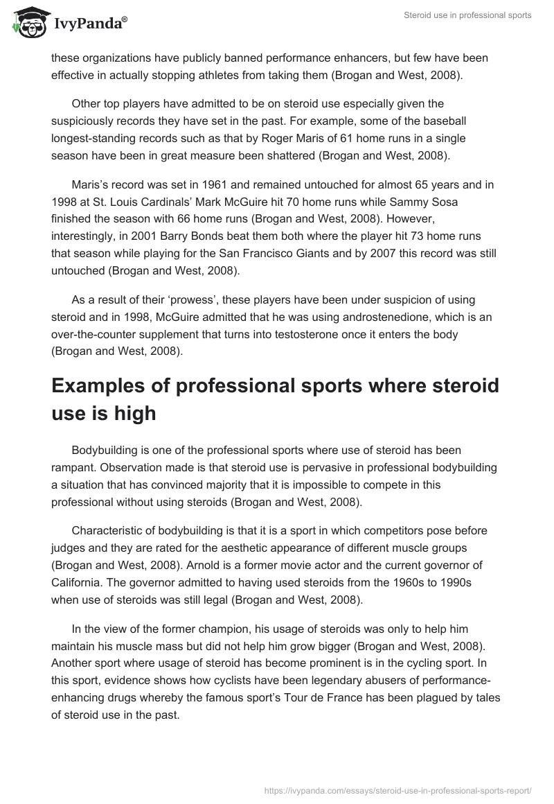 Steroid use in professional sports. Page 5