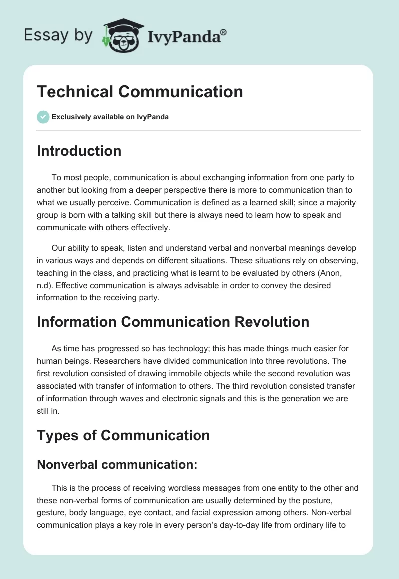Technical Communication. Page 1