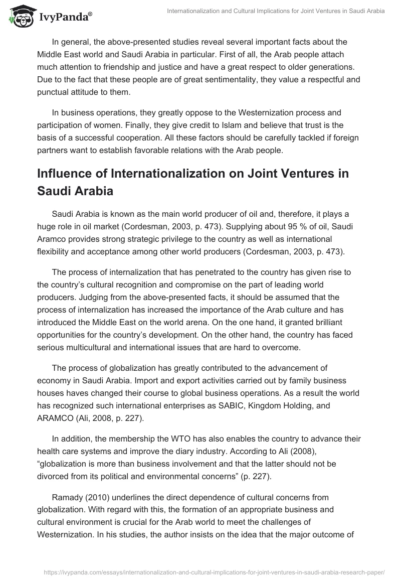 Internationalization and Cultural Implications for Joint Ventures in Saudi Arabia. Page 4