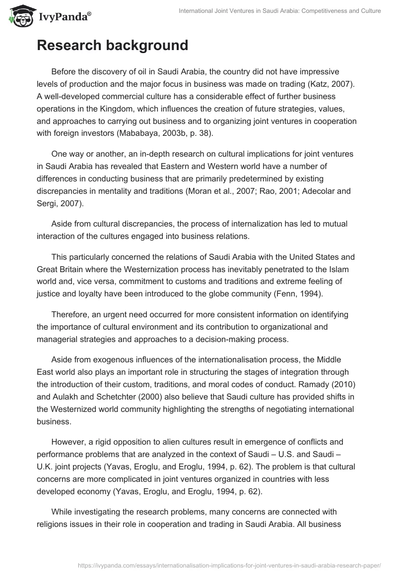 International Joint Ventures in Saudi Arabia: Competitiveness and Culture. Page 2