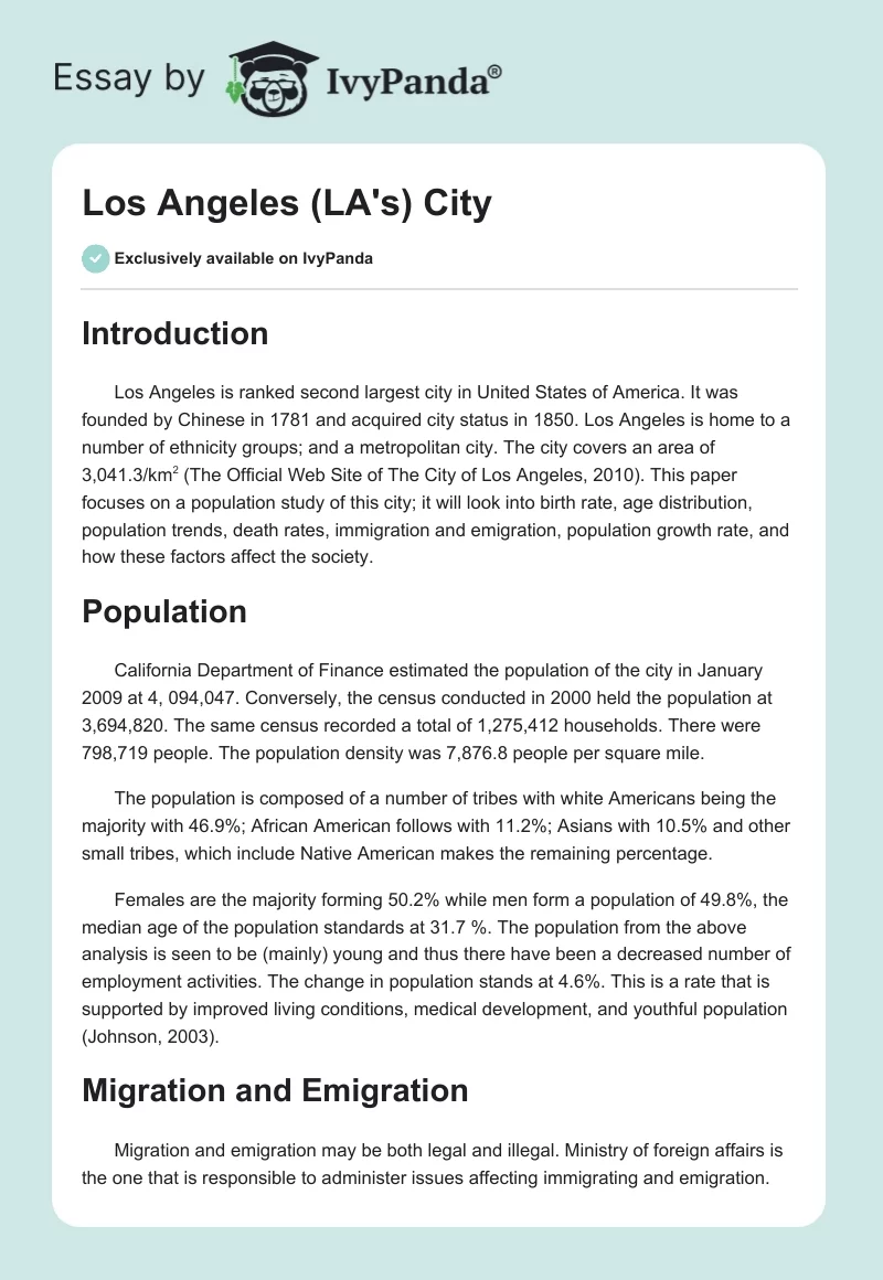 Los Angeles (LA's) City. Page 1