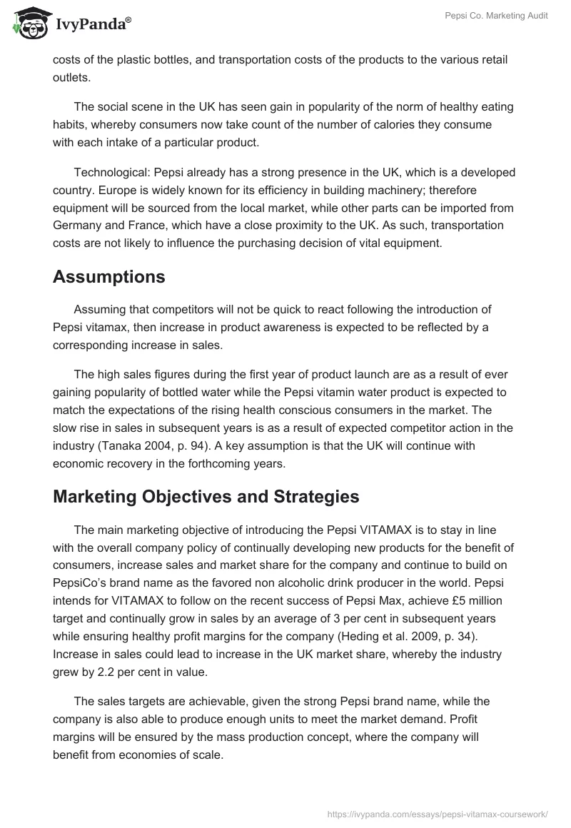 Pepsi Co. Marketing Audit. Page 5