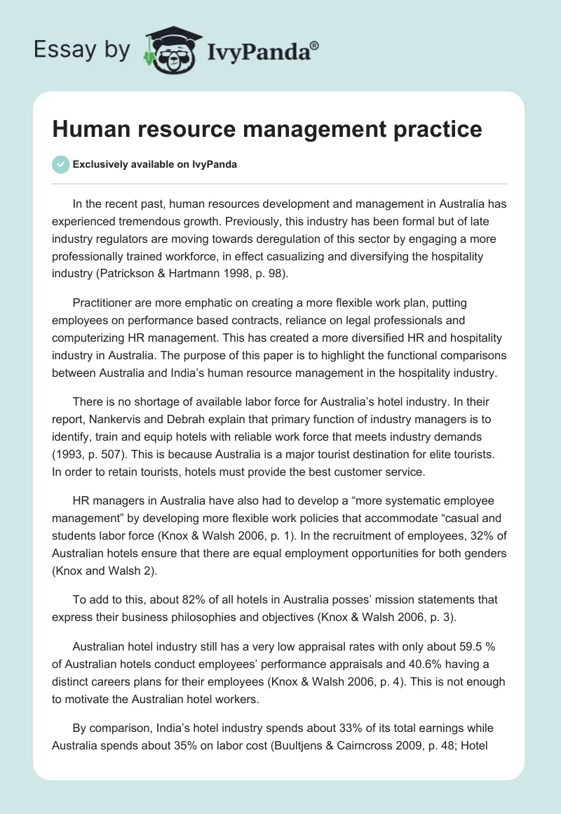 Human resource management practice. Page 1