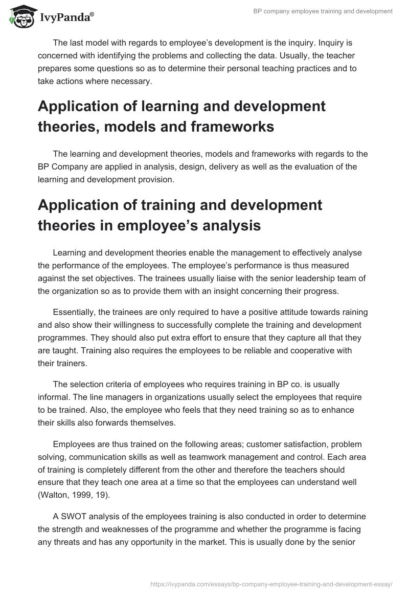 BP Company Employee Training and Development. Page 4